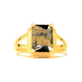 Anillo de Dama Oro 10k Circonia Negra Corte Esmeralda