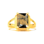 Anillo de Dama Oro 10k Circonia Negra Corte Esmeralda