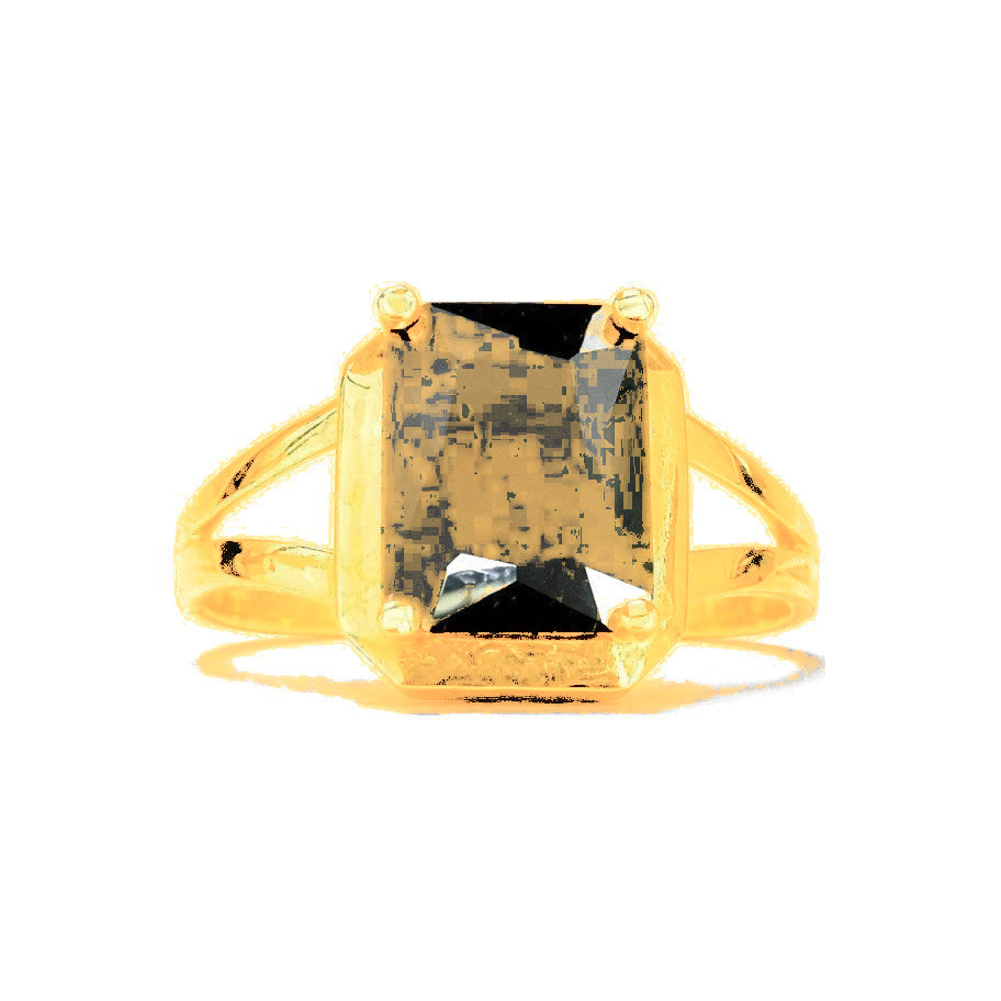 Anillo de Dama Oro 10k Circonia Negra Corte Esmeralda