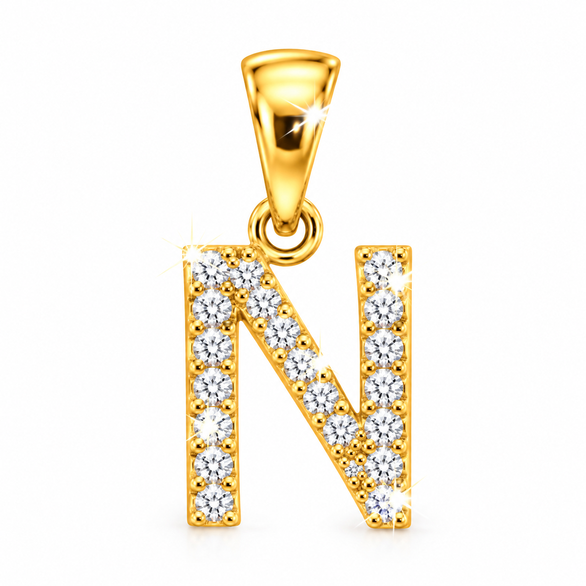 Dije Letra N Oro 10k con Diamantes Naturales