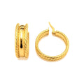 Aretes de Dama Oro 10k Doble Argolla Combinada