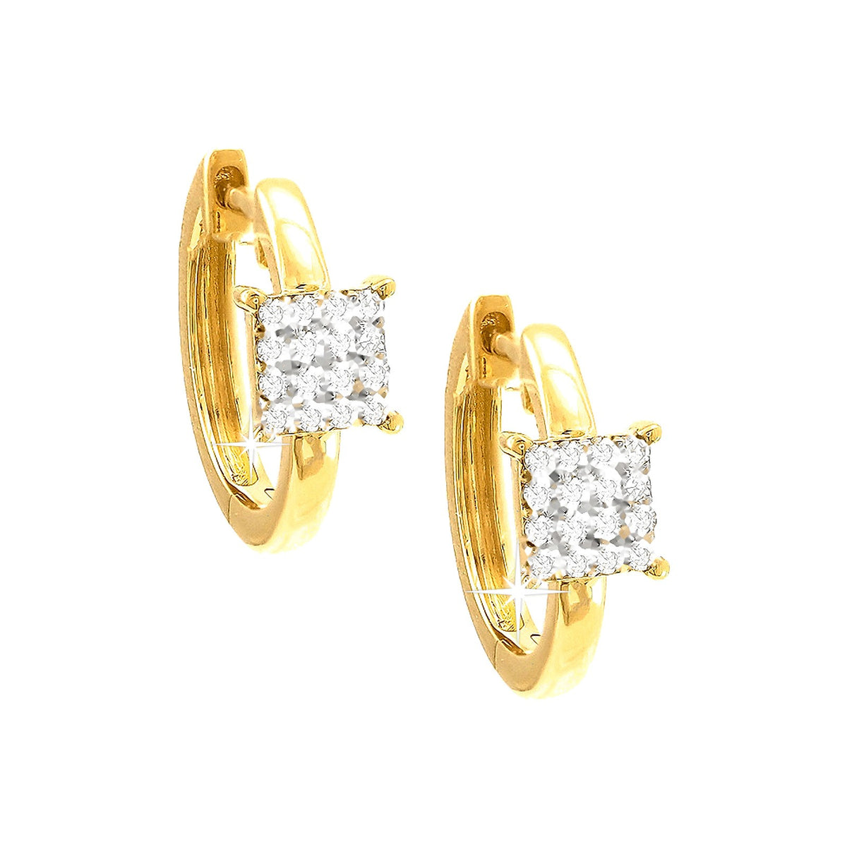 11mm Aretes de Dama Oro 14k Argolla Pavé con Diamantes Naturales
