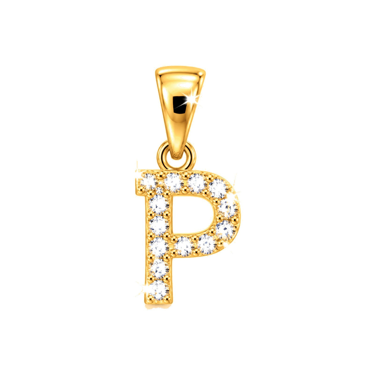 Dije Letra P Oro 10k con Diamantes Naturales