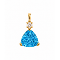 Dije Topacio Azul Trilliant con Circonio Oro 14k