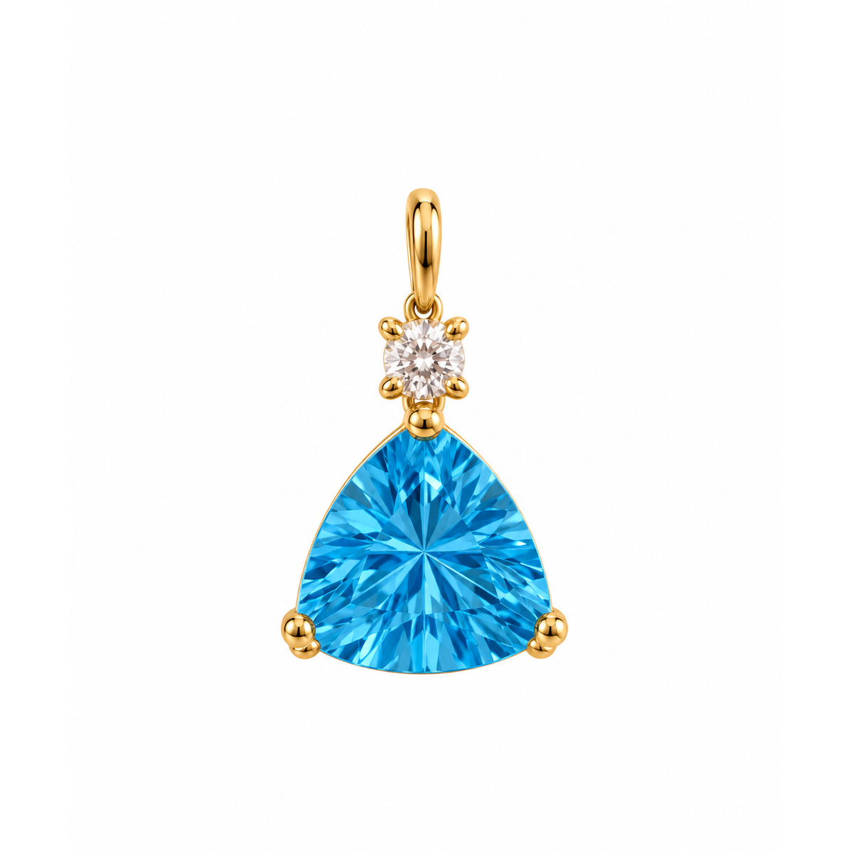 Dije Topacio Azul Trilliant con Circonio Oro 14k