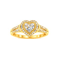 Anillo de Dama Oro 10k Corazón Cluster con Halo y Banda Partida de Diamantes Naturales