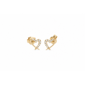 Aretes de Dama Oro 14k Corazón Abierto con Diamantes Naturales
