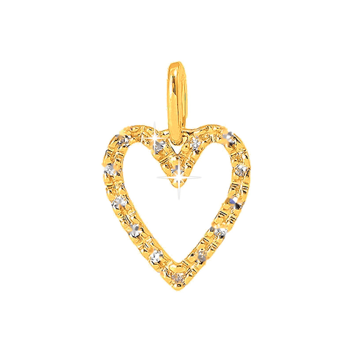 8x22mm Dije Oro 14k Corazón Pavé con Diamantes Naturales