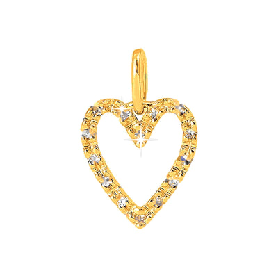 8x22mm Dije Oro 14k Corazón Pavé con Diamantes Naturales