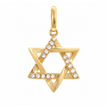 Dije Estrella de David Oro 14k con Diamantes Naturales
