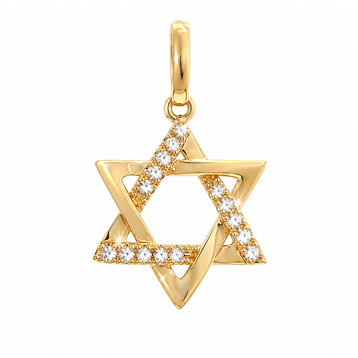 Dije Estrella de David Oro 14k con Diamantes Naturales