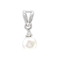 5mm Dije Oro Blanco 14k Gota con Perla y Diamantes Naturales