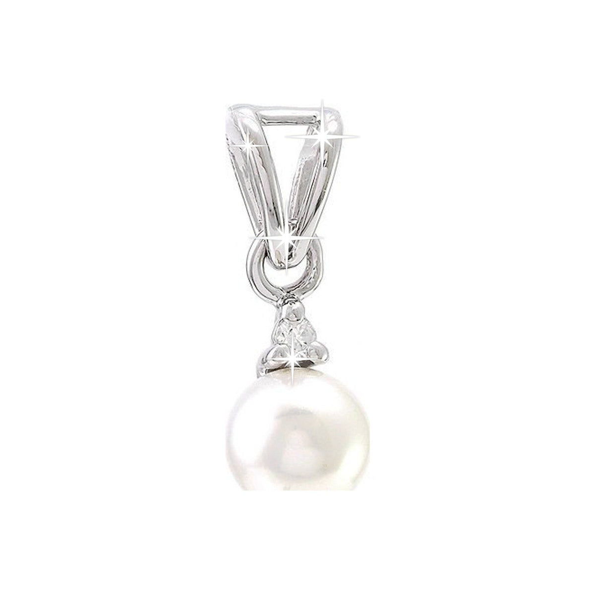 5mm Dije Oro Blanco 14k Gota con Perla y Diamantes Naturales
