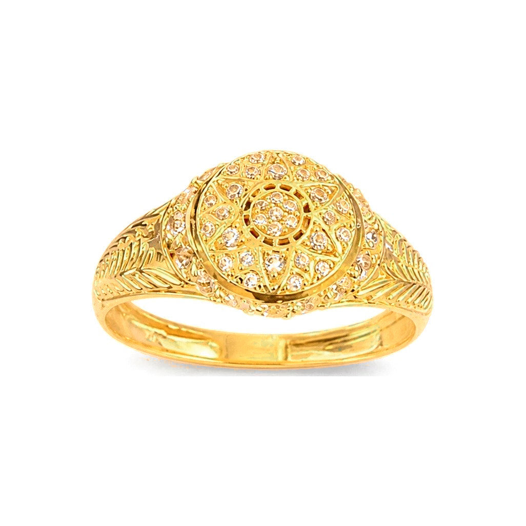 Anillo de Hombre Oro 10k Medallón Estrella Pavé