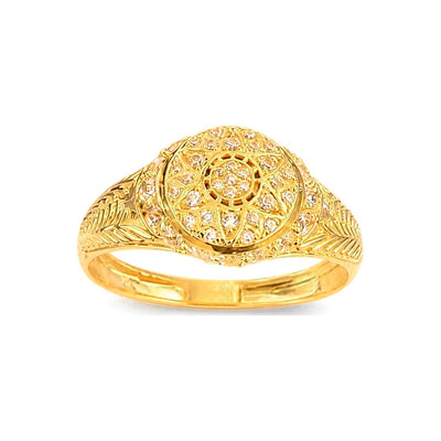 Anillo de Hombre Oro 10k Medallón Estrella Pavé