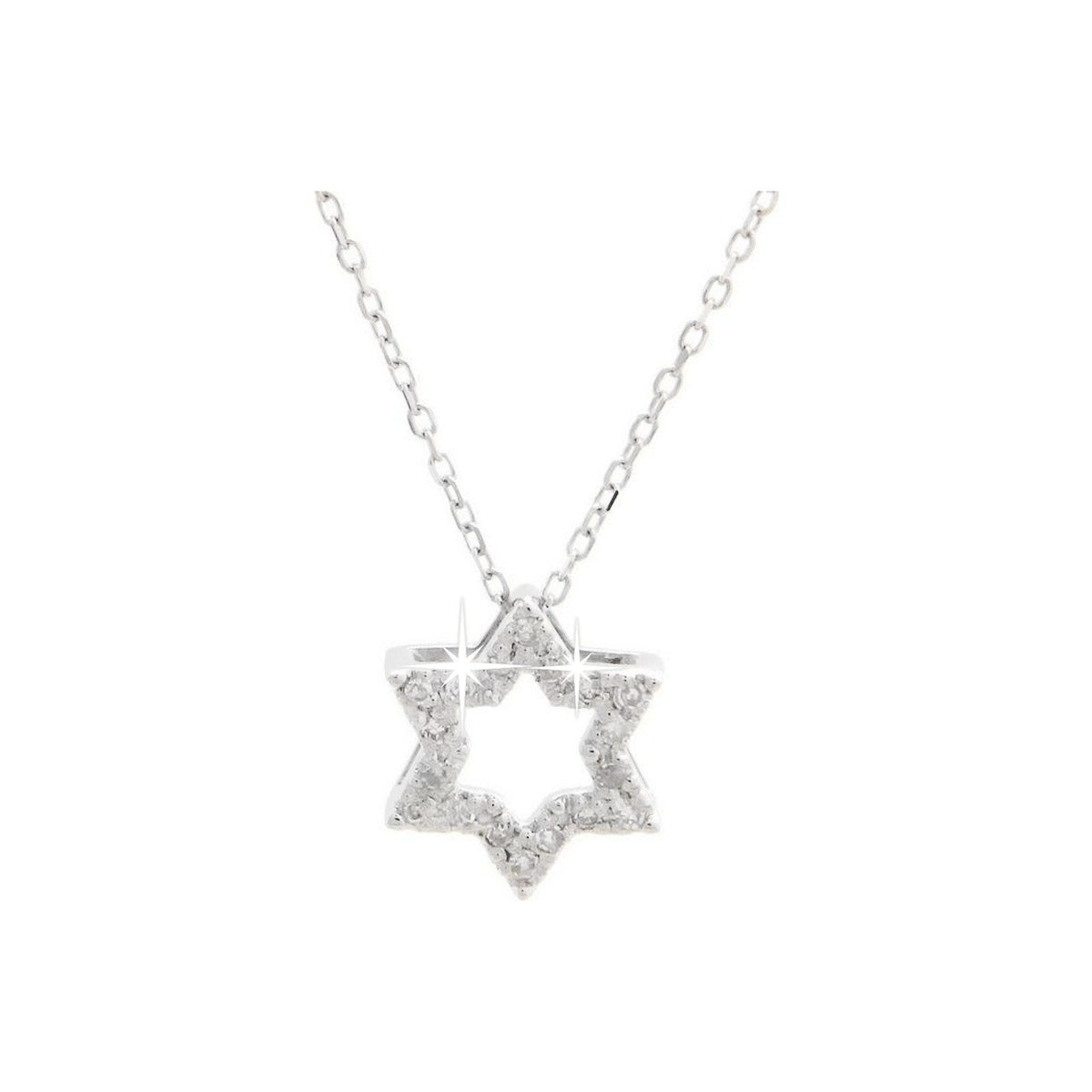 9.35mm Collar Oro Blanco 14k Estrella Pavé con Diamantes Naturales
