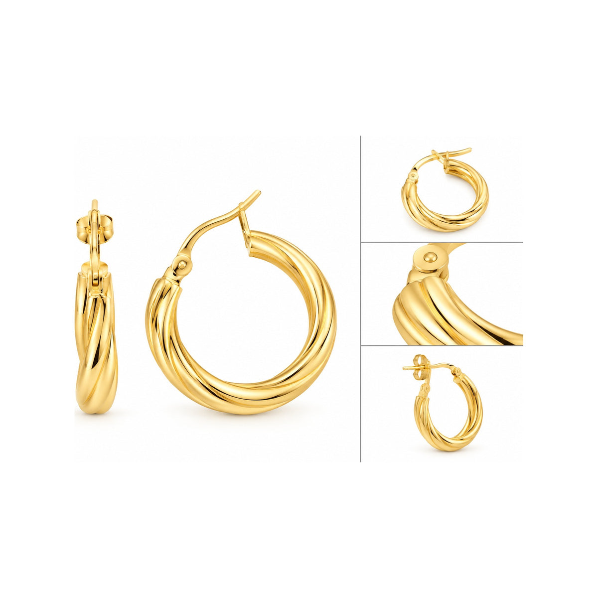 Aretes de Dama Oro 10k Argolla Torcida Pulida