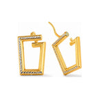 Aretes de Dama Oro 14k Rectangular Abierto Doble Tono