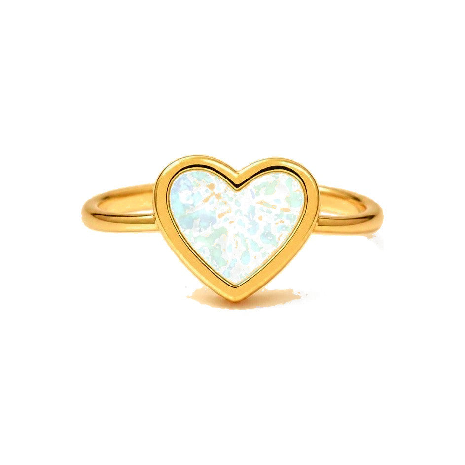 Anillo de Dama Oro 14k Corazon Opalo