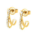 3x14mm Aretes de Dama Oro 14k Pavé con Diamantes Naturales