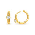 Aretes de Dama Oro 14k Huggie con Circonio en Bisel