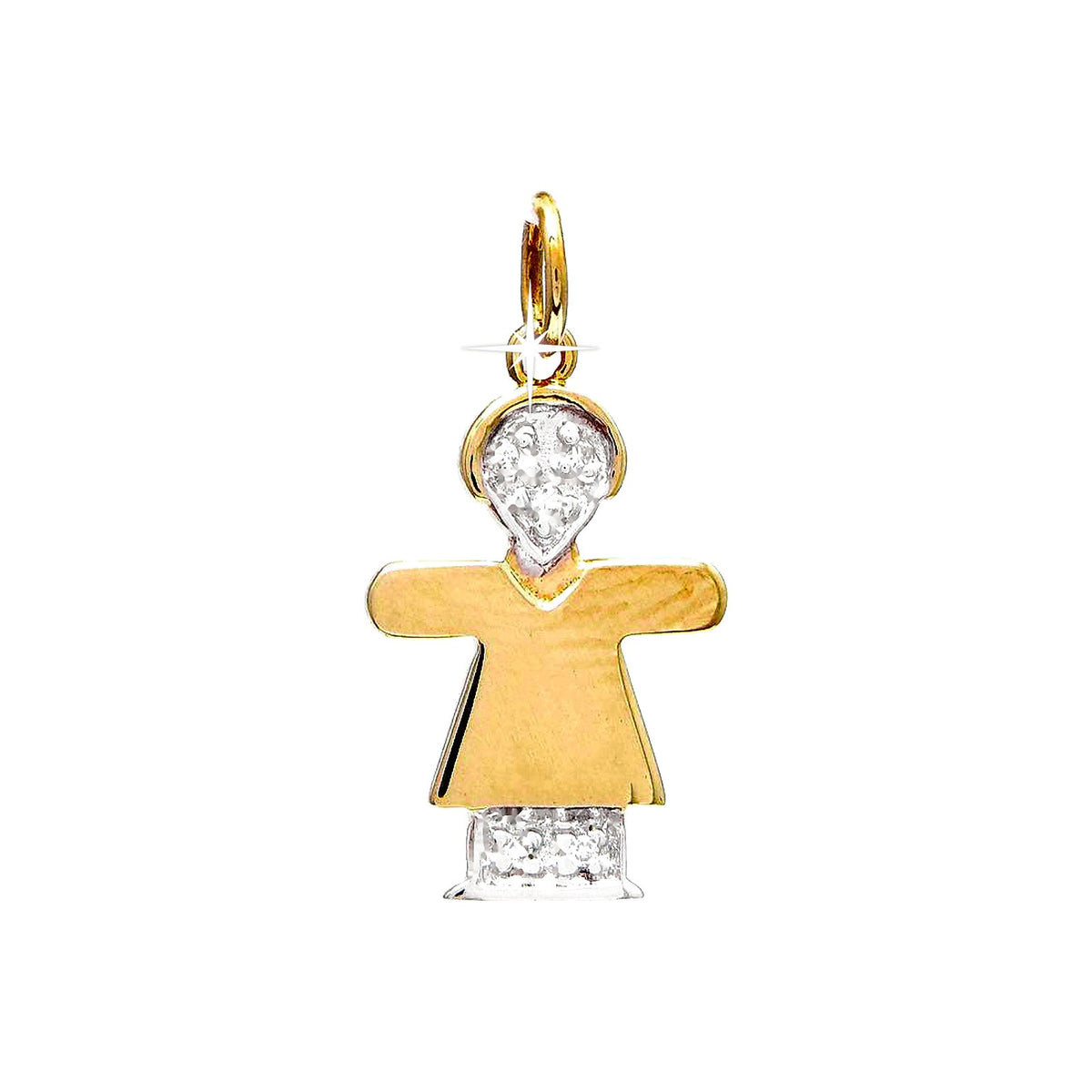 Dije Oro 14k Niña Pavé con Diamantes Naturales