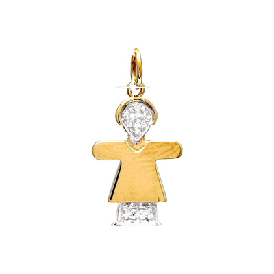 Dije Oro 14k Niña Pavé con Diamantes Naturales