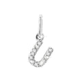 12mm Dije Oro Blanco 14k Inicial Pavé con Diamantes Naturales