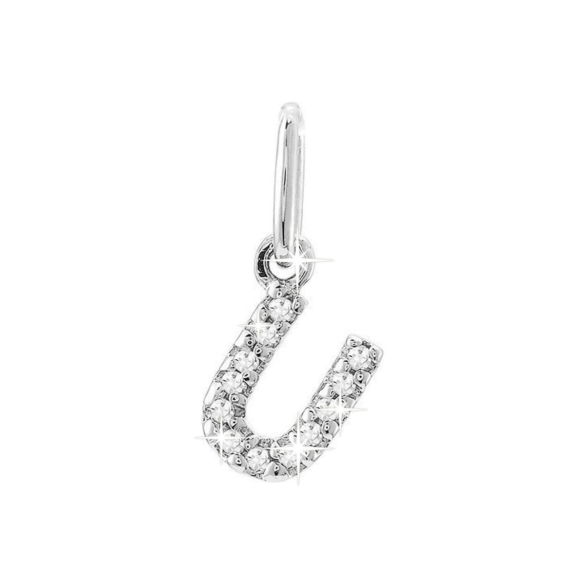 12mm Dije Oro Blanco 14k Inicial Pavé con Diamantes Naturales