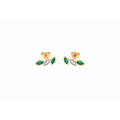 5x12mm Aretes de Dama Oro 14k Esmeraldas Marquise con Diamantes Naturales