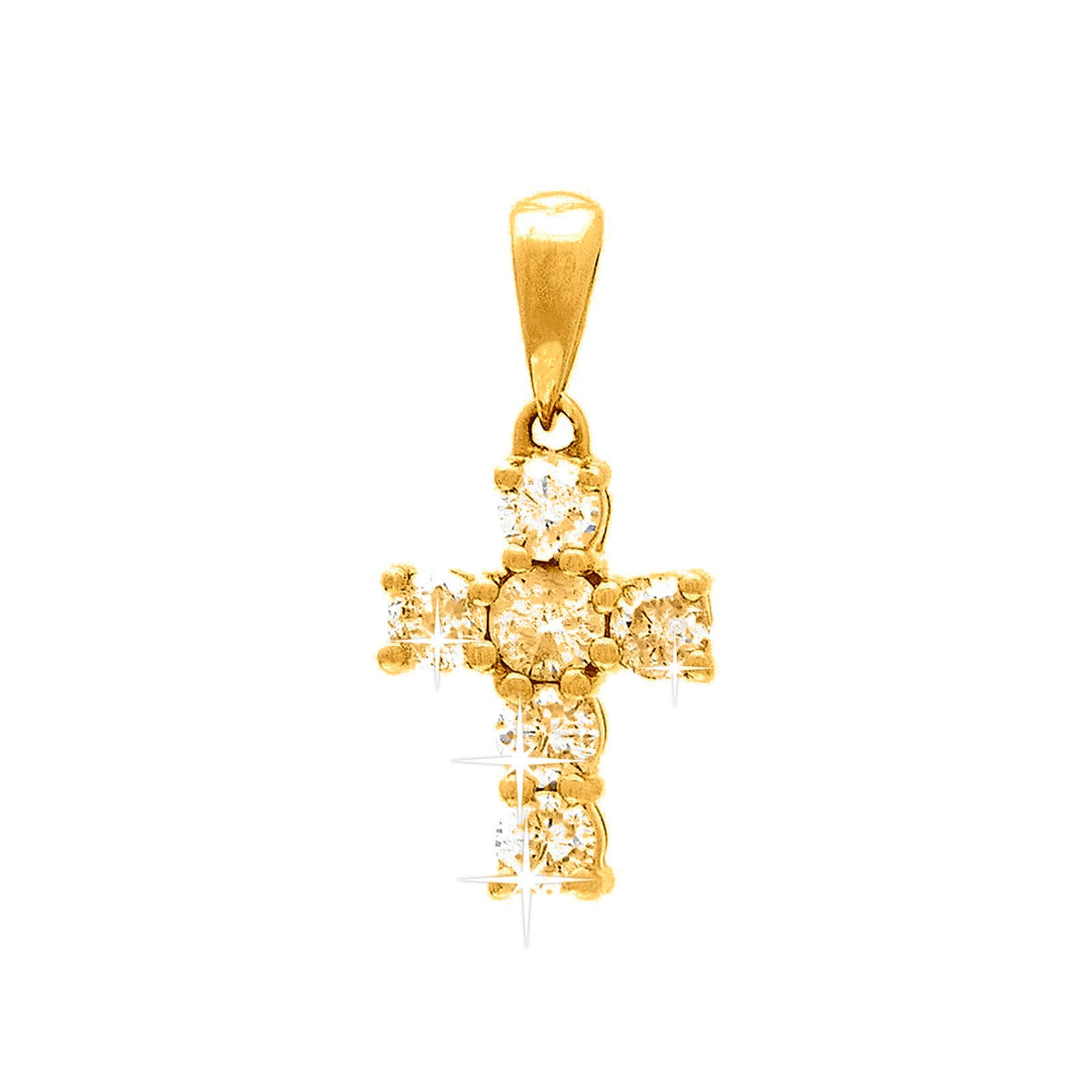 Dije Oro 14k Cruz con Diamantes Naturales