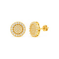Aretes de Dama Oro 10k Redondos Pavé con Halo de Circonios