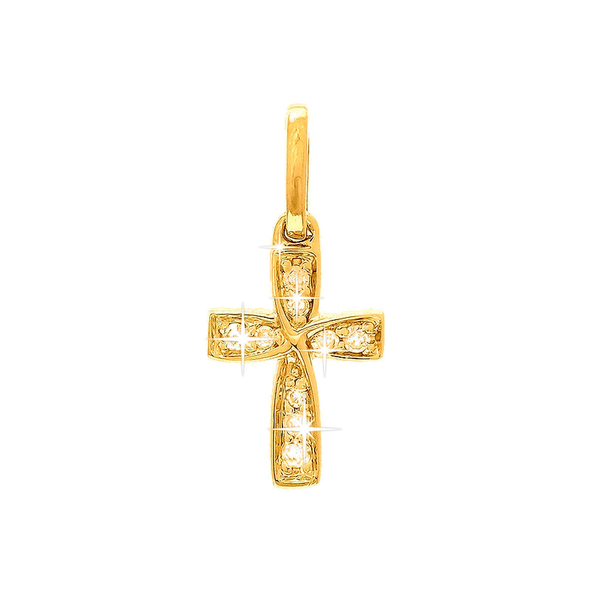 7x10mm Dije Oro 14k Cruz Pavé con Diamantes Naturales