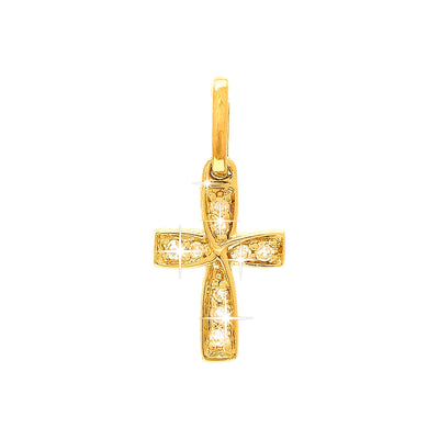 7x10mm Dije Oro 14k Cruz Pavé con Diamantes Naturales