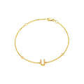 7mm Brazalete de Dama Oro 14k Inicial Pavé