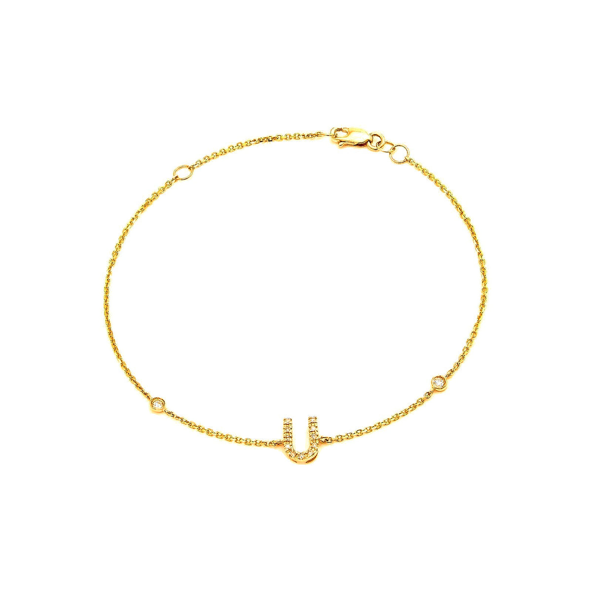 7mm Brazalete de Dama Oro 14k Inicial Pavé