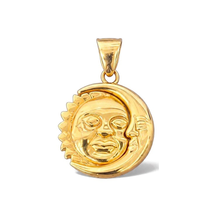 Dije Sol y Luna con Rostro Oro 10k