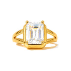 Anillo de Dama Oro 10k Solitario Rectangular Circonio Grande