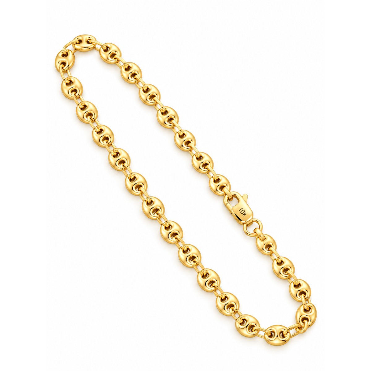 5mm Brazalete de Dama Oro 10k Eslabones Abombados Tipo Mariner