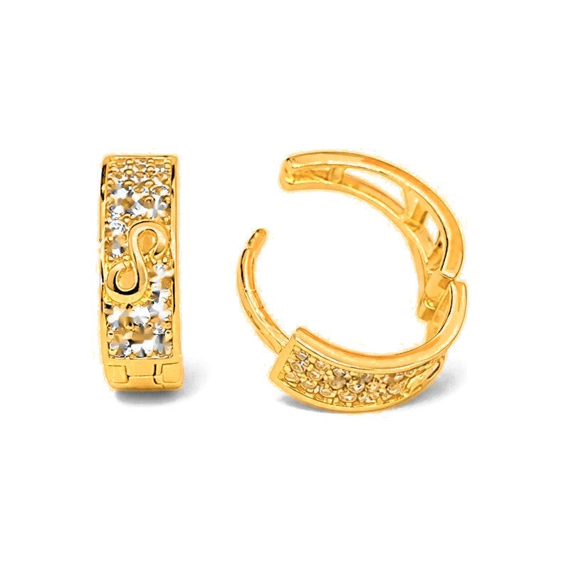 Aretes de Dama Oro 10k Aro Pavé Detalle S