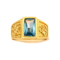 Anillo de Niño Oro 14k Piedra Azul Rectangular