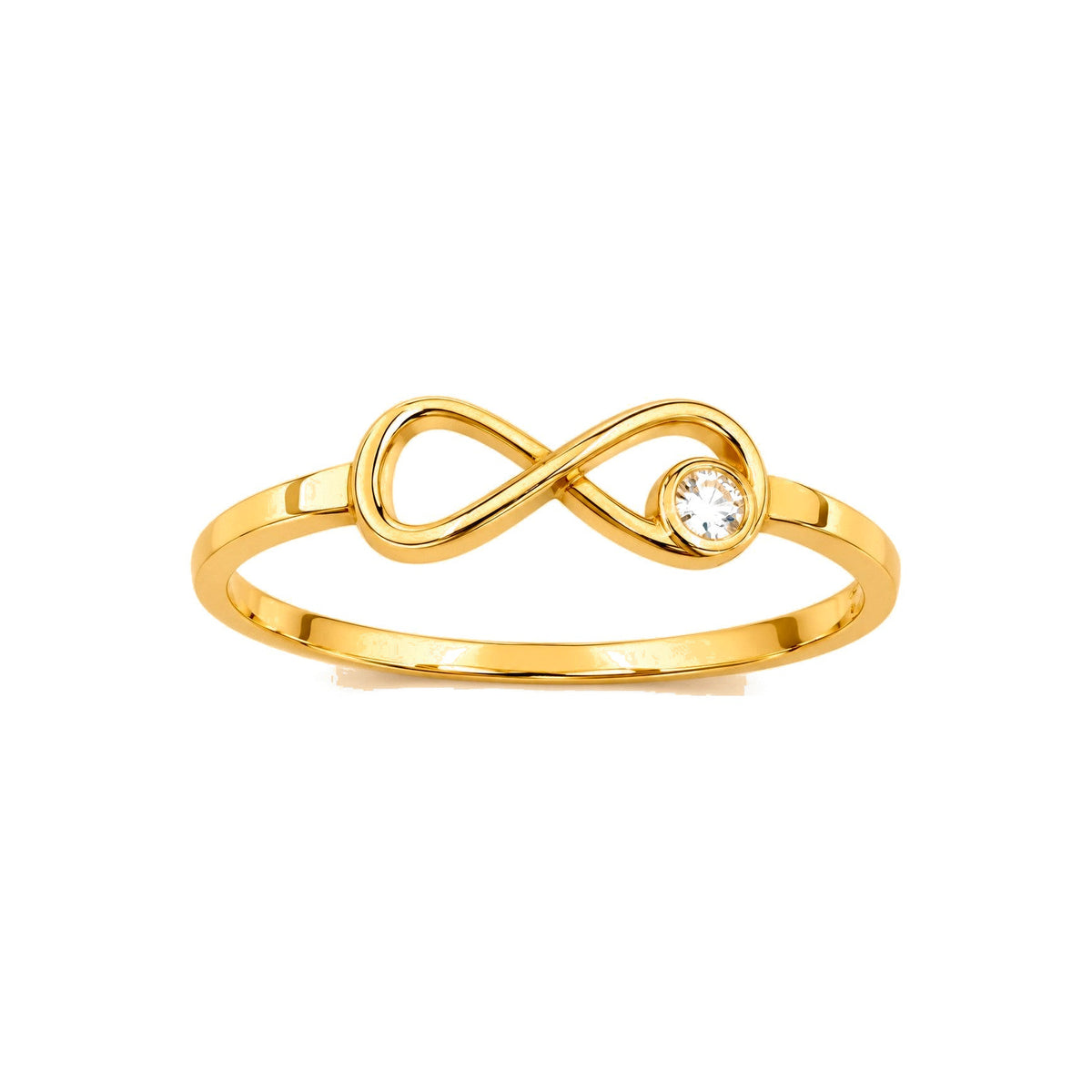 Anillo de Dama Oro 10k Infinito Liso con Circonio en Bisel