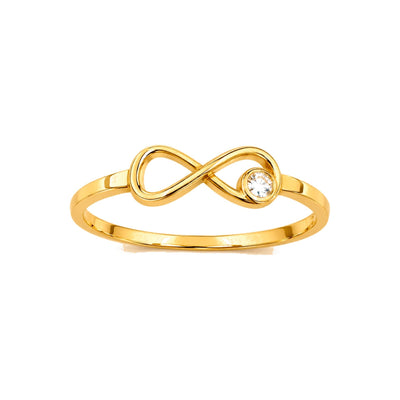 Anillo de Dama Oro 10k Infinito Liso con Circonio en Bisel