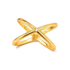 Anillo de Dama Oro 10k Cruzado X con Circonia