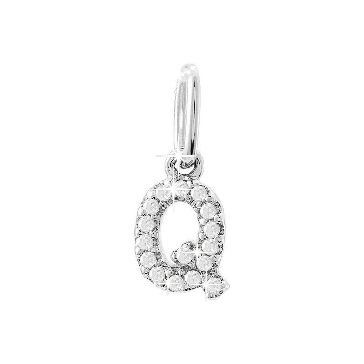 12mm Dije Oro Blanco 14k Inicial Pavé con Diamantes Naturales