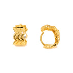 Aretes de Dama Oro 10k Aro Zigzag Acanalado