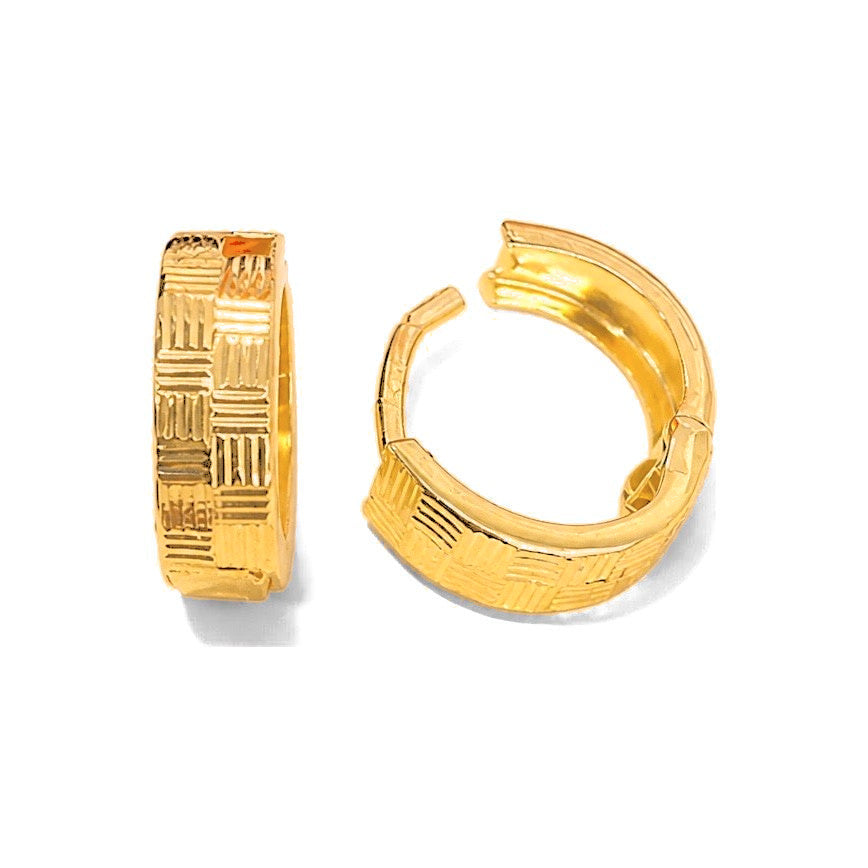 Aretes de Dama Oro 10k Aro Ancho Textura Entramada