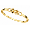 Brazalete de Dama Oro 14k Rígido con Óvalo y Bolitas