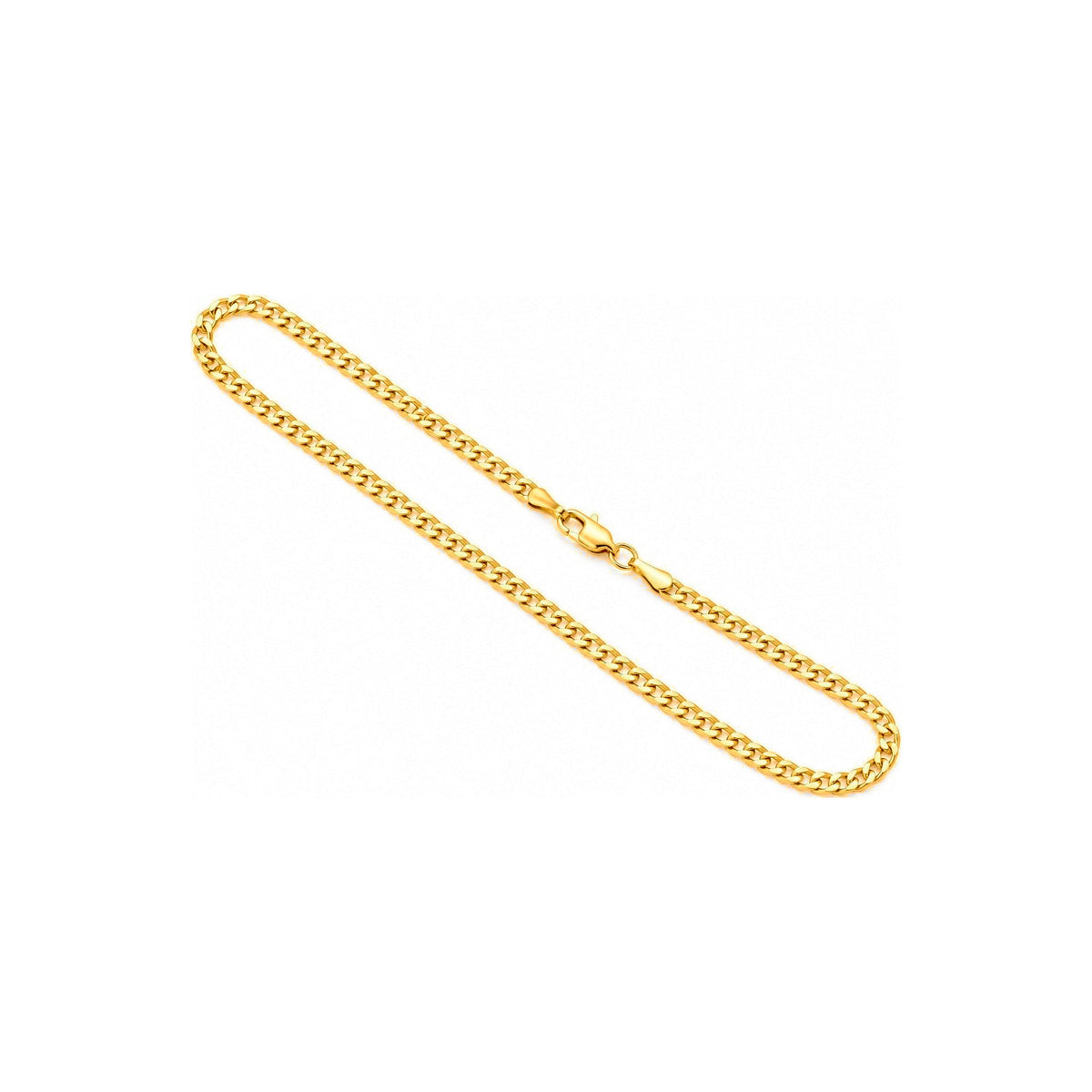 3.2mm Tobillera Oro 14k Cubana Sólida 10 Pulgadas