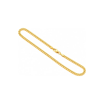 3.2mm Tobillera Oro 14k Cubana Sólida 10 Pulgadas